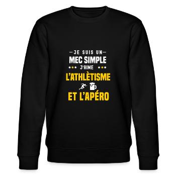 apéro athlètisme mec simple - Sweat bio CHANGER Stanley/Stella Unisexe - noir - Devant - Nik (191cm) & Marisol (170cm)
