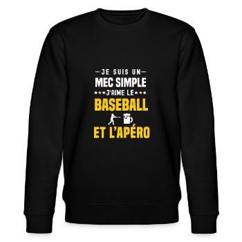 apéro baseball mec simple - Sweat bio CHANGER Stanley/Stella Unisexe - noir - Devant - Nik (191cm) & Marisol (170cm)
