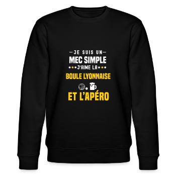 apéro boule lyonnaise mec simple - Sweat bio CHANGER Stanley/Stella Unisexe - noir - Devant - Nik (191cm) & Marisol (170cm)