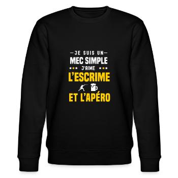 apéro escrime mec simple - Sweat bio CHANGER Stanley/Stella Unisexe - noir - Devant - Nik (191cm) & Marisol (170cm)