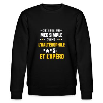 apéro haltérophile mec simple - Sweat bio CHANGER Stanley/Stella Unisexe - noir - Devant - Nik (191cm) & Marisol (170cm)
