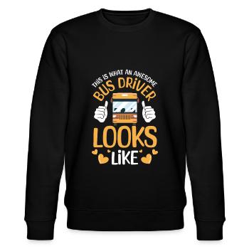 Busfahrer Schulbus Linienbus Transport - Stanley/Stella Unisex Bio-Sweatshirt CHANGER  - Schwarz - Vorne - Nik (191cm) & Marisol (170cm)