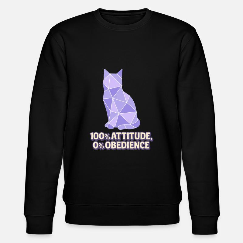 Geometric Cat – 100% Attitude - Stanley/Stella CHANGER Unisex Organic Sweatshirt - black