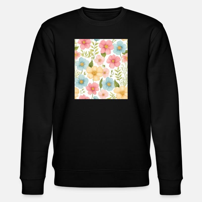 Floral pattern - Stanley/Stella CHANGER Unisex Organic Sweatshirt - black