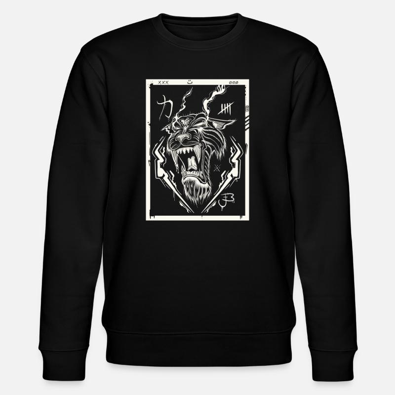 Tiger white - Stanley/Stella Unisex Bio-Sweatshirt CHANGER  - Schwarz