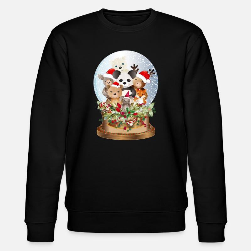 schöne nostalgische Schneekugel mit Kuscheltiere - Stanley/Stella Unisex Bio-Sweatshirt CHANGER  - Schwarz