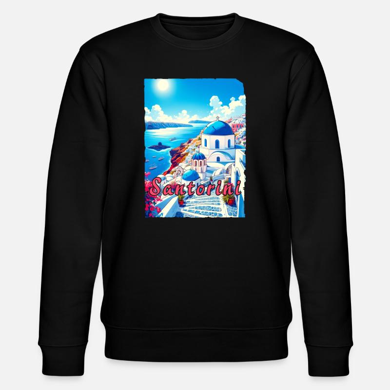 Grèce, souvenirs, vacances, Santorin - Sweat bio CHANGER Stanley/Stella Unisexe - noir