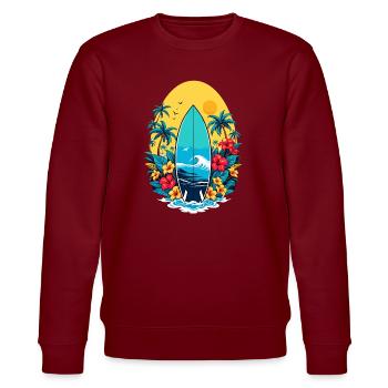 Stylisches Surfbrett - Stanley/Stella Unisex Bio-Sweatshirt CHANGER  - Burgunderrot - Vorne - Nik (191cm) & Marisol (170cm)