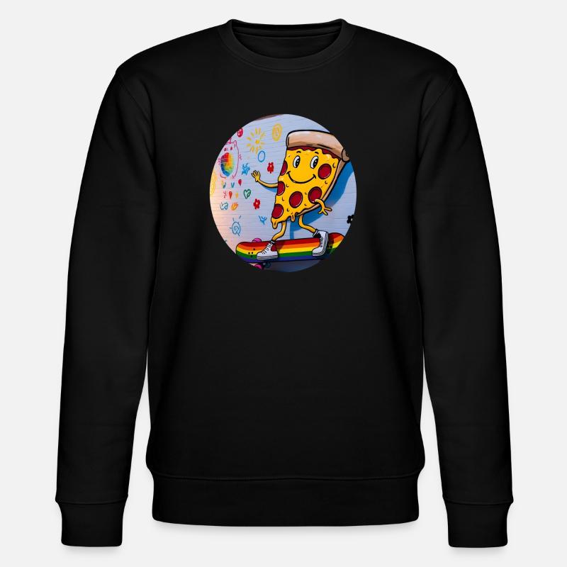 Pizza Slice Skateboard Graffiti - Stanley/Stella Unisex Bio-Sweatshirt CHANGER  - Schwarz