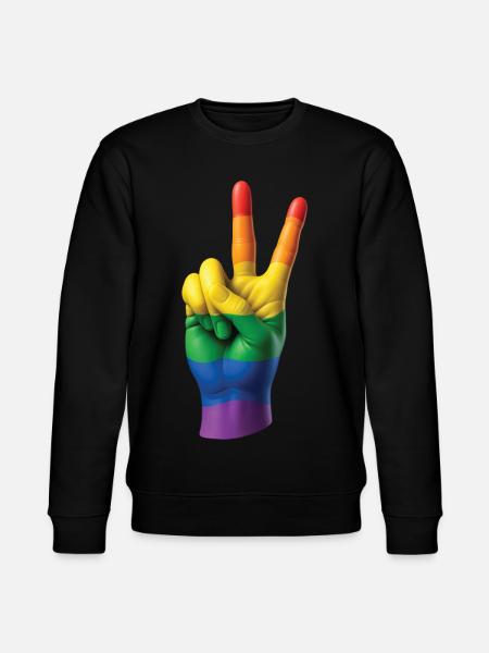 PRIDE PEACE HAND - peace & love - Stanley/Stella CHANGER Unisex Organic Sweatshirt - black