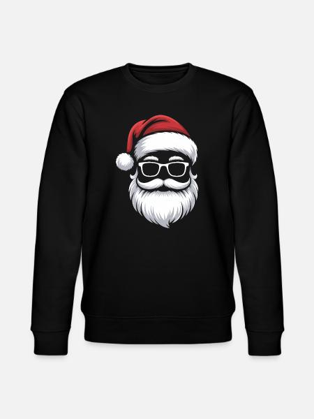 Weihnachtsmann mit Schnurrbart Brille - Stanley/Stella Unisex Bio-Sweatshirt CHANGER  - Schwarz