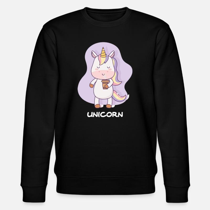 Kaffee trinkendes Einhorn - Stanley/Stella Unisex Bio-Sweatshirt CHANGER  - Schwarz