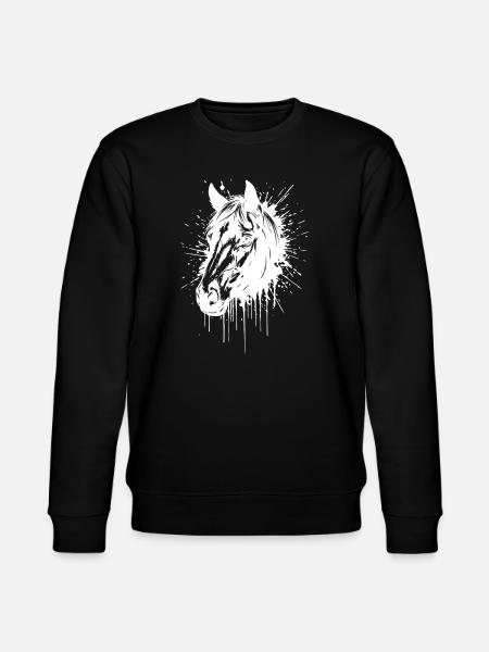 White Splash Horse Head - Stanley/Stella CHANGER Unisex Organic Sweatshirt - black