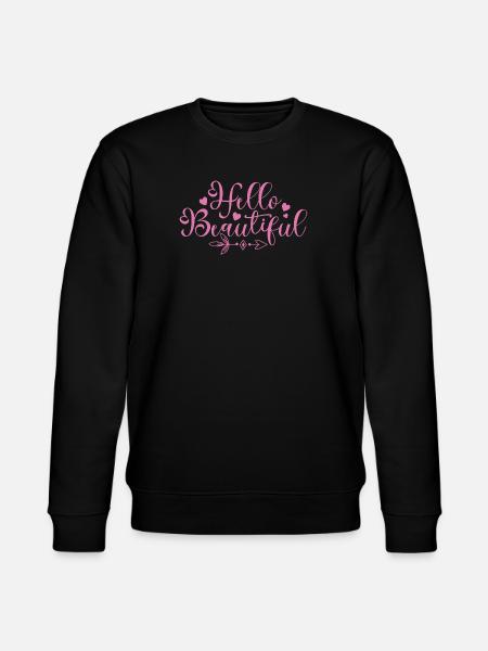 Hello Beautiful Script Hearts - Stanley/Stella CHANGER Unisex Organic Sweatshirt - black