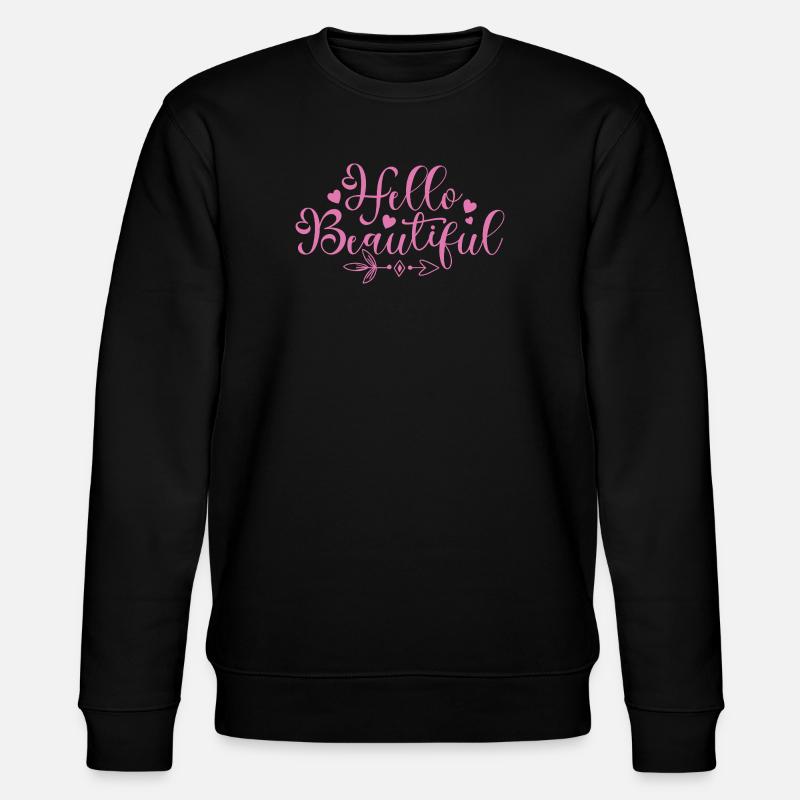 Hallo, schöne Schrift-Herzen - Stanley/Stella Unisex Bio-Sweatshirt CHANGER  - Schwarz