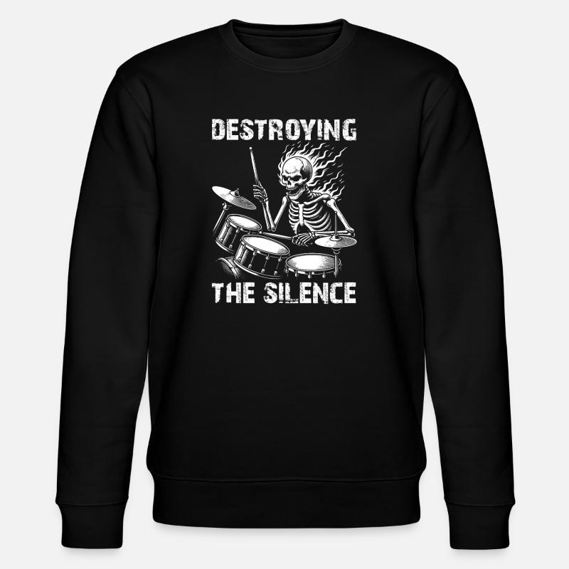 Drummer Skull Skelett am Drumset - Stanley/Stella Unisex Bio-Sweatshirt CHANGER  - Schwarz