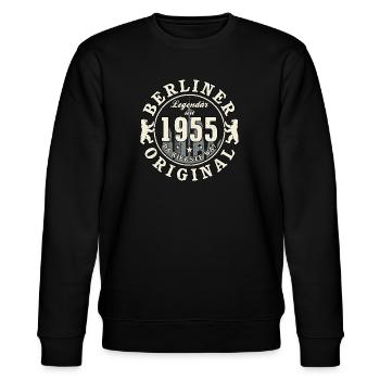 70. Geburtstag 2025 Berliner Original Geschenk - Stanley/Stella Unisex Bio-Sweatshirt CHANGER  - Schwarz - Vorne - Nik (191cm) & Marisol (170cm)