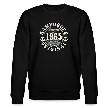 60. Geburtstag 2025 Hamburger Original Geschenk - Stanley/Stella Unisex Bio-Sweatshirt CHANGER  - Schwarz - Vorne - Nik (191cm) & Marisol (170cm)