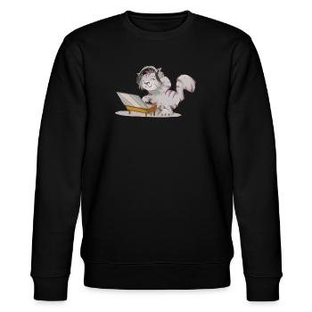Bremer Stadtmusikanten: DJ Kitty Beats - Stanley/Stella Unisex Bio-Sweatshirt CHANGER  - Schwarz - Vorne - Nik (191cm) & Marisol (170cm)