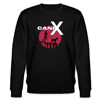 Canicross dogrun laufen mit Hund Hundesport - Stanley/Stella Unisex Bio-Sweatshirt CHANGER  - Schwarz - Vorne - Nik (191cm) & Marisol (170cm)