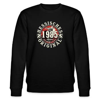 40. Geburtstag 2025 Hessisches Original Geschenk - Stanley/Stella Unisex Bio-Sweatshirt CHANGER  - Schwarz - Vorne - Nik (191cm) & Marisol (170cm)