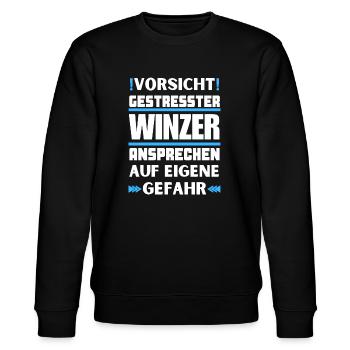 Don't talk to stressed winemakers! - Stanley/Stella CHANGER Unisex Organic Sweatshirt - black - Front - Nik (191cm) & Marisol (170cm)