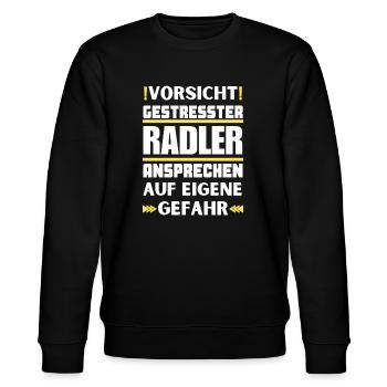 Don't talk to stressed cyclists! - Stanley/Stella CHANGER Unisex Organic Sweatshirt - black - Front - Nik (191cm) & Marisol (170cm)