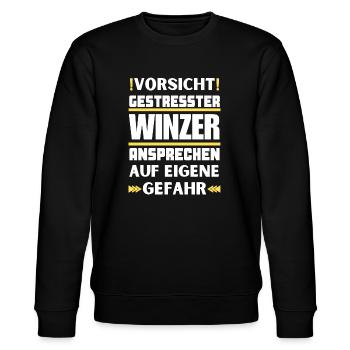 Don't talk to stressed winemakers! - Stanley/Stella CHANGER Unisex Organic Sweatshirt - black - Front - Nik (191cm) & Marisol (170cm)