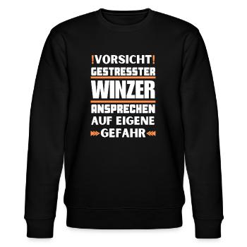 Don't talk to stressed winemakers! - Stanley/Stella CHANGER Unisex Organic Sweatshirt - black - Front - Nik (191cm) & Marisol (170cm)