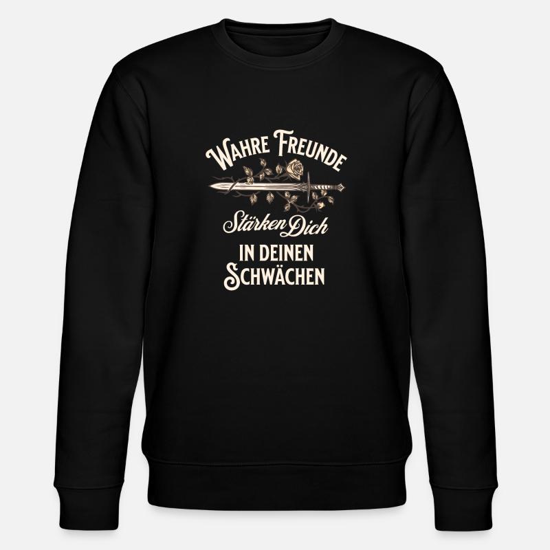 Spruch über Wahre Freunde - Stanley/Stella Unisex Bio-Sweatshirt CHANGER  - Schwarz