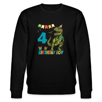 4 Year Olds Childrens Birthday Boy Party - Stanley/Stella CHANGER Unisex Organic Sweatshirt - black - Front - Nik (191cm) & Marisol (170cm)