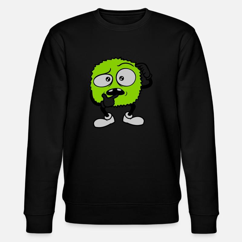 Comic skeptisches Gesicht Monster - Stanley/Stella Unisex Bio-Sweatshirt CHANGER  - Schwarz