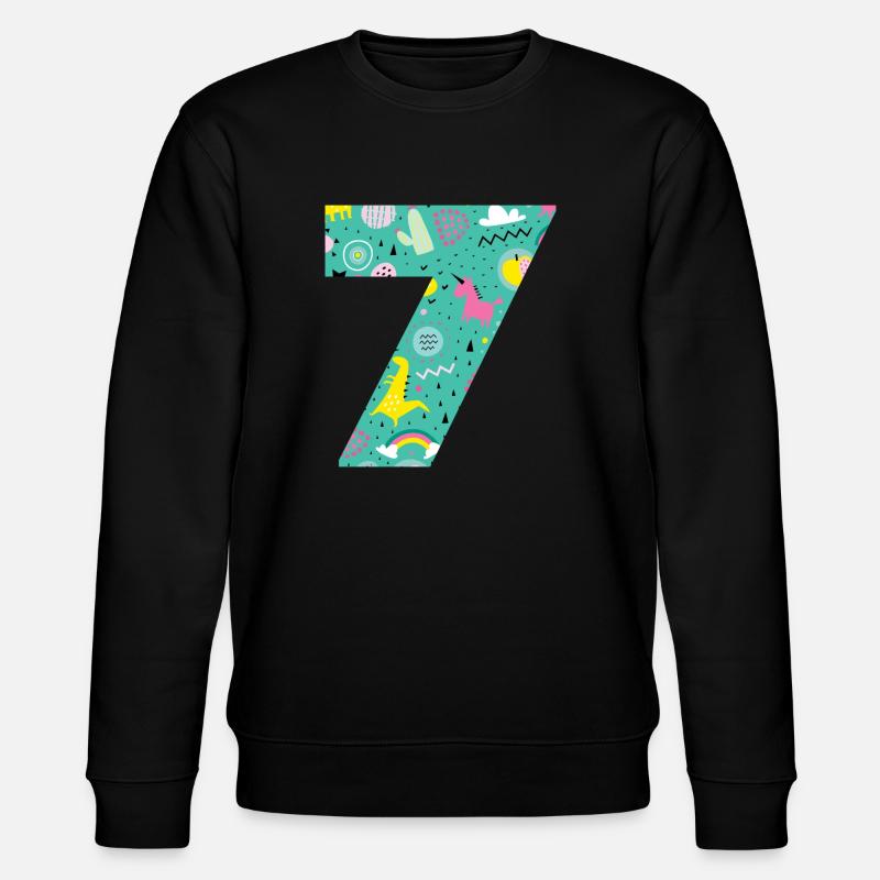 Personalisierte Geburtstagsnummer 7 - Stanley/Stella Unisex Bio-Sweatshirt CHANGER  - Schwarz