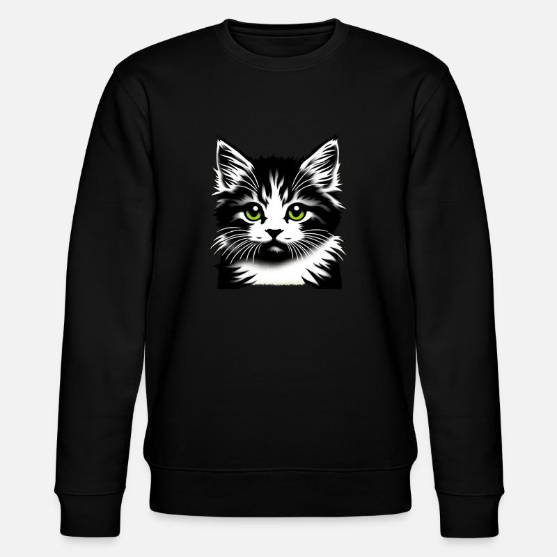 Liebevolles Katzengesicht - Stanley/Stella Unisex Bio-Sweatshirt CHANGER  - Schwarz