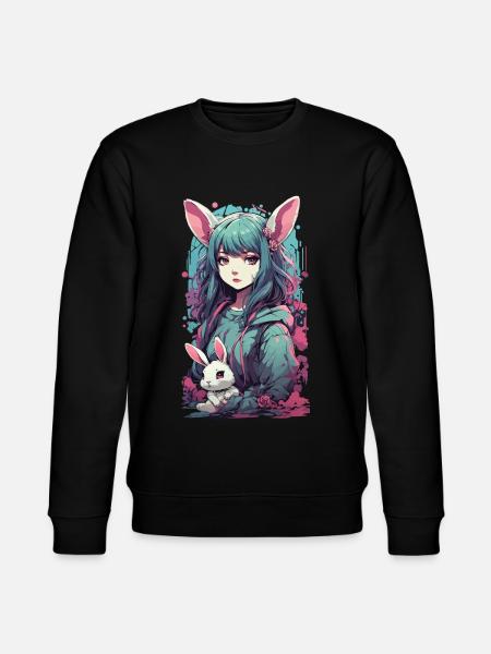 Gothic Kemonomimi Bunny Anime Streetwear - Stanley/Stella CHANGER Unisex Organic Sweatshirt - black
