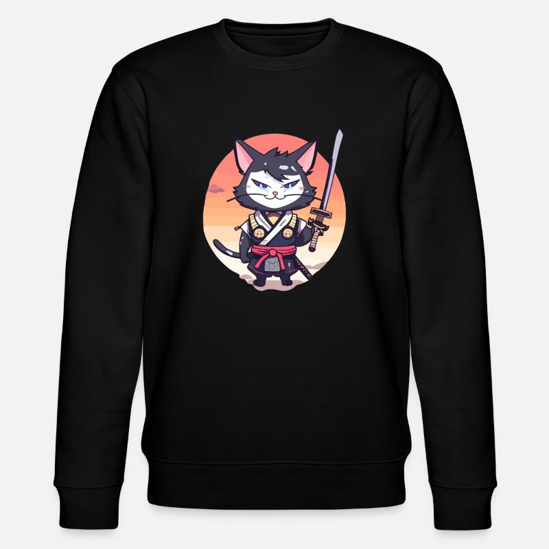Samurai Cat #37 - Stanley/Stella CHANGER Unisex Organic Sweatshirt - black