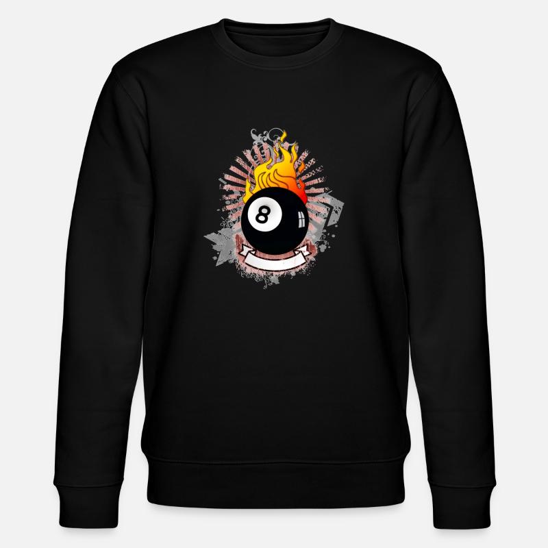 Burning 8-Ball (Billiards design) 03 - Stanley/Stella CHANGER Unisex Organic Sweatshirt - black
