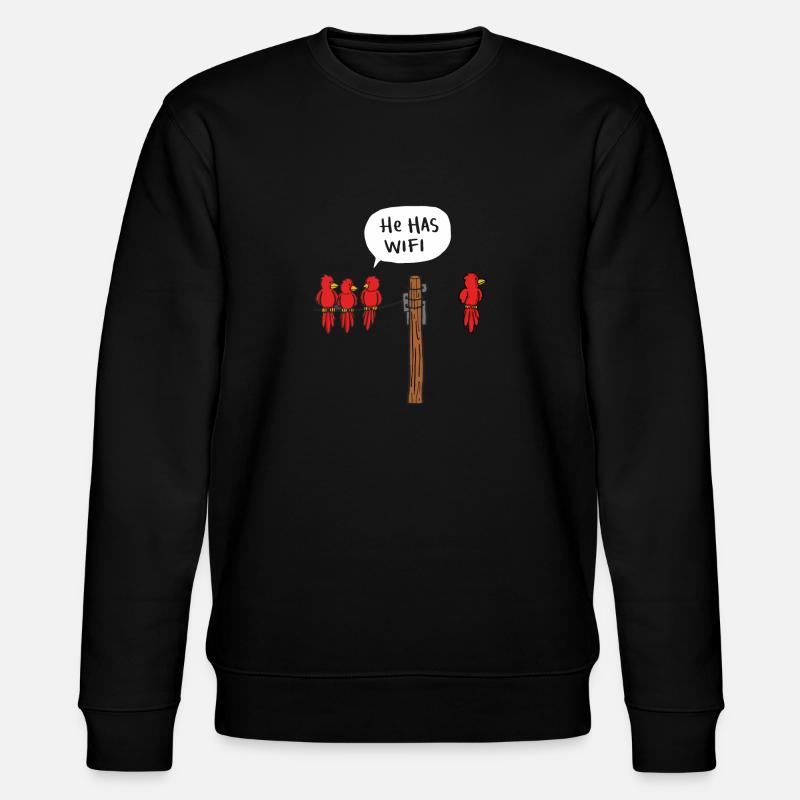 WIFI Vögel - Stanley/Stella Unisex Bio-Sweatshirt CHANGER  - Schwarz
