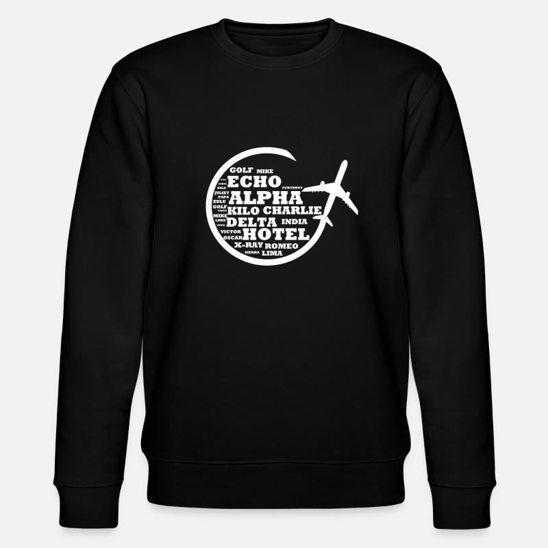 Pilot Alphabet Pilot Gift - Stanley/Stella CHANGER Unisex Organic Sweatshirt - black
