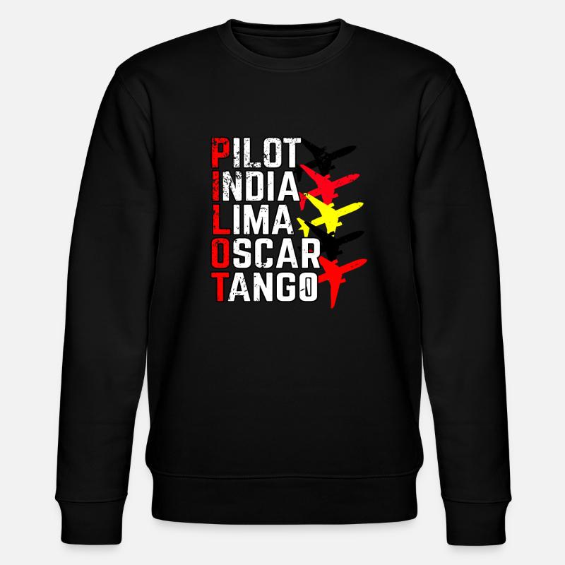 Pilot Pilotenalphabet - Stanley/Stella Unisex Bio-Sweatshirt CHANGER  - Schwarz
