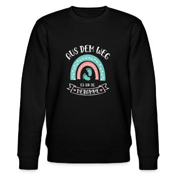 Geburtshilfe Hebamme Entbindungshelferin Doula - Stanley/Stella Unisex Bio-Sweatshirt CHANGER  - Schwarz - Vorne - Nik (191cm) & Marisol (170cm)