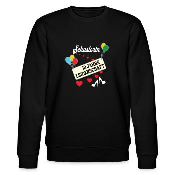 Schusterin 10 jähriges Jubiläum Schuhmacherin Jubi - Stanley/Stella Unisex Bio-Sweatshirt CHANGER  - Schwarz - Vorne - Nik (191cm) & Marisol (170cm)