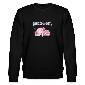 Cute Sleeping Axolotl Snooze A Lotl Funny Pun - Stanley/Stella CHANGER Unisex Organic Sweatshirt - black - Front - Nik (191cm) & Marisol (170cm)