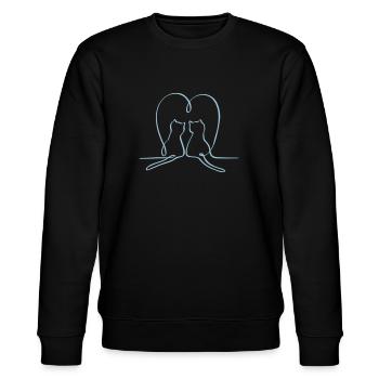 Verliebte Katzen - Stanley/Stella Unisex Bio-Sweatshirt CHANGER  - Schwarz - Vorne - Nik (191cm) & Marisol (170cm)