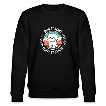 Wild at Heart – Vintage Sonnenuntergang Malteser Hundedesign - Stanley/Stella Unisex Bio-Sweatshirt CHANGER  - Schwarz - Vorne - Nik (191cm) & Marisol (170cm)