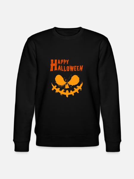 Halloween Kürbis, Happy Halloween - Stanley/Stella Unisex Bio-Sweatshirt CHANGER - Schwarz