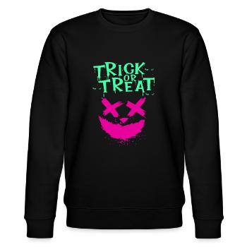 Halloween Scary Face, Trick or Treat - Stanley/Stella CHANGER Unisex Organic Sweatshirt - black - Front - Nik (191cm) & Marisol (170cm)
