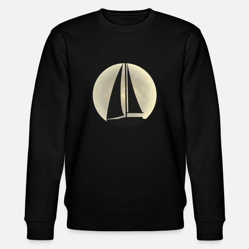 Sailboat Captain Moonlight Silhouette - Stanley/Stella CHANGER Unisex Organic Sweatshirt - black
