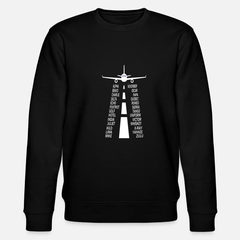 Pilot alphabet airplane - Stanley/Stella CHANGER Unisex Organic Sweatshirt - black