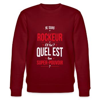 Je suis rockeur - Super-pouvoir - Sweat bio CHANGER Stanley/Stella Unisexe - bordeaux - Devant - Nik (191cm) & Marisol (170cm)